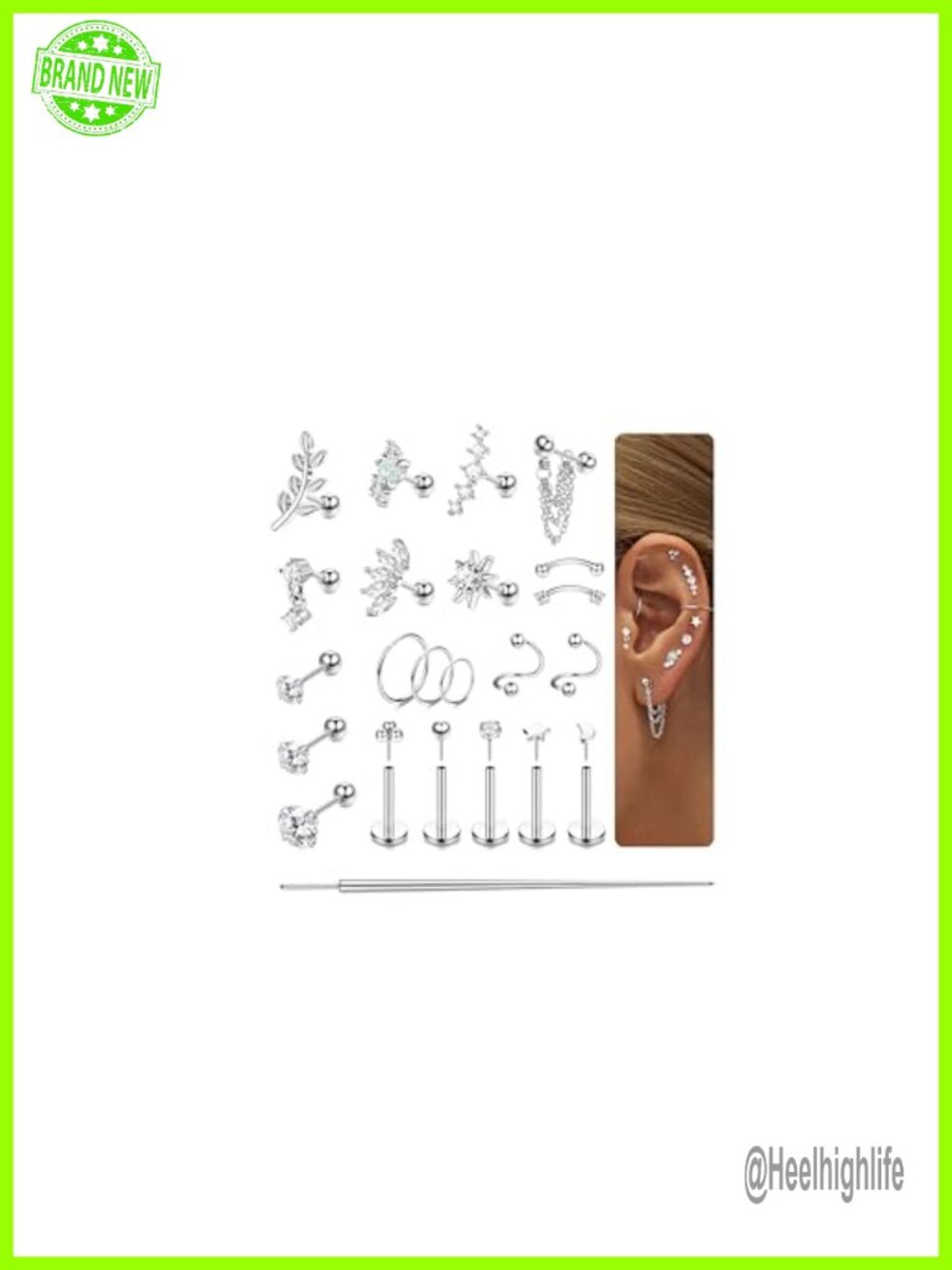 16G Surgical Steel Cartilage Earrings Set for Women Hypoallergenic